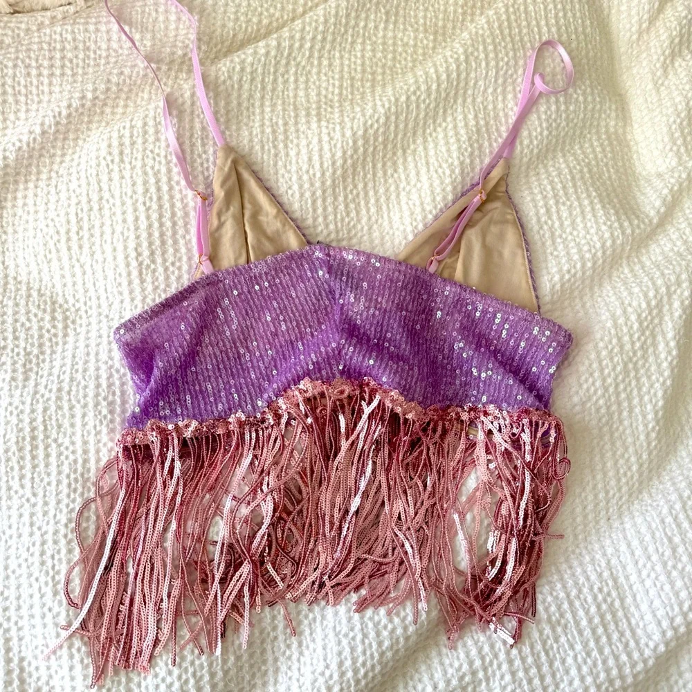 EastNWest the Label Sequin Fringe Top & Bottom Festival Set - Picture 3 of 6